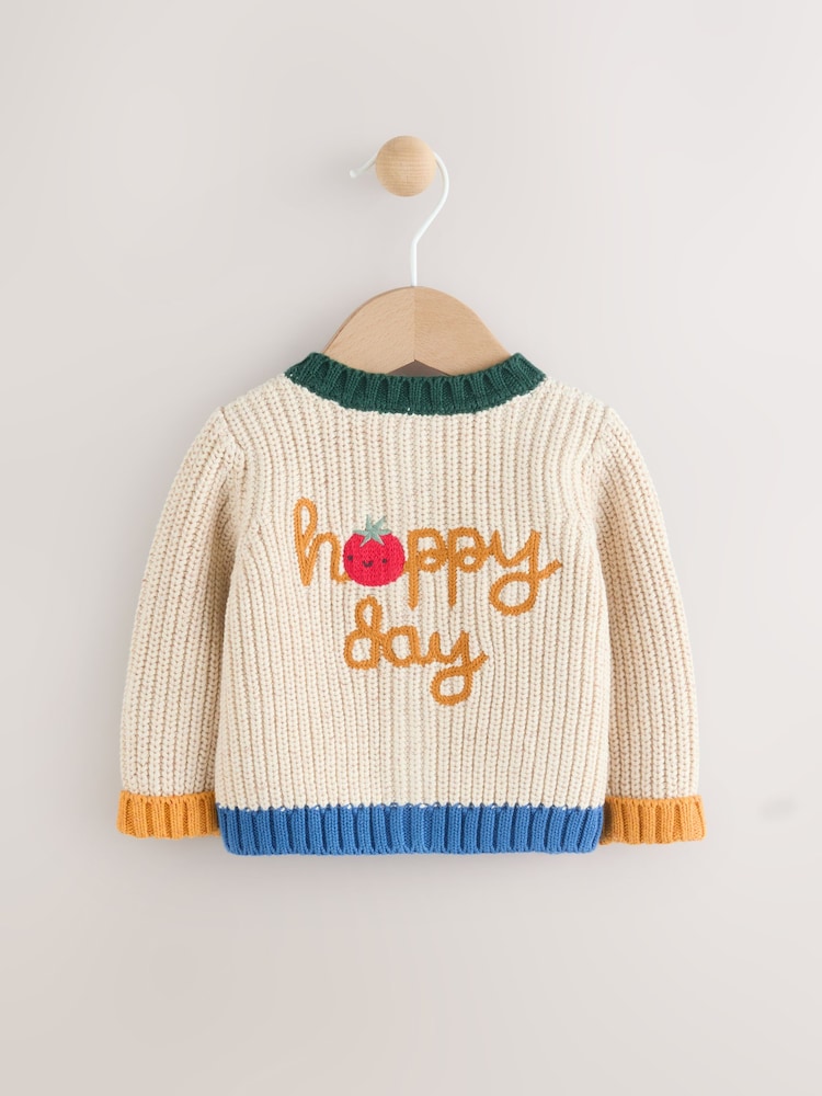 Natural 100% Cotton Cardigan (0mths-2yrs) - Image 1 of 6