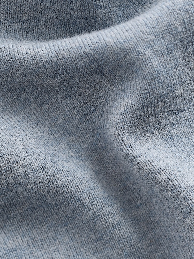 Light Blue Marl Slim Fit Knitted Long Sleeve Polo Shirt - Image 7 of 7