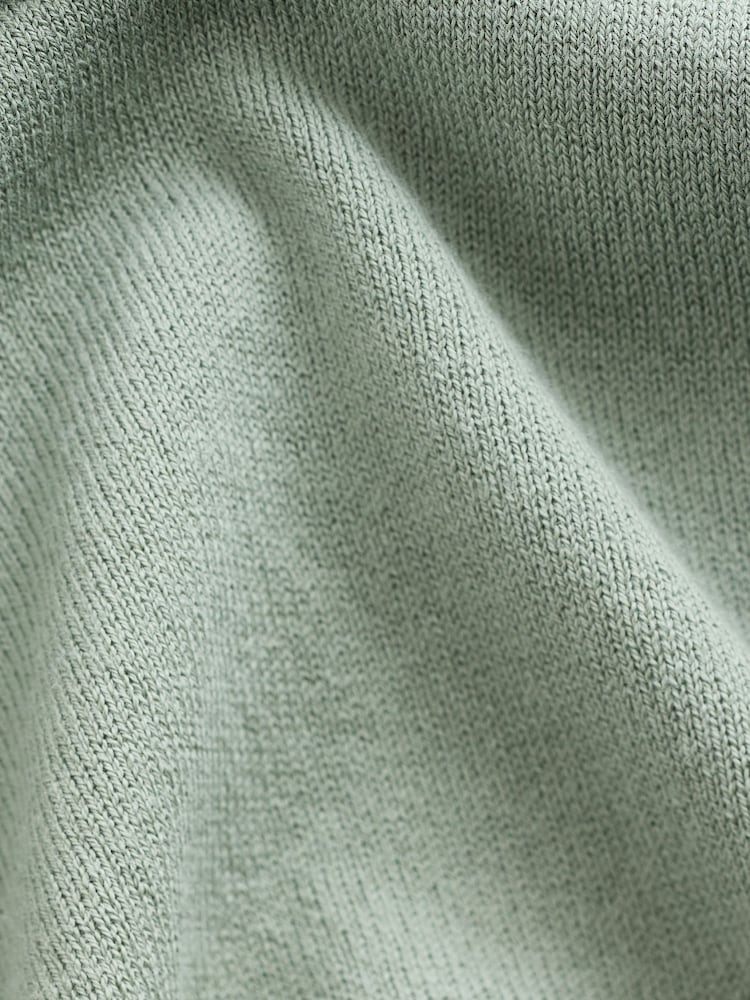Light Green Slim Fit Knitted Long Sleeve Polo Shirt - Image 9 of 9