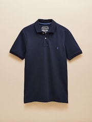 Joules Woody Navy Cotton Pique Polo Shirt - Image 8 of 8