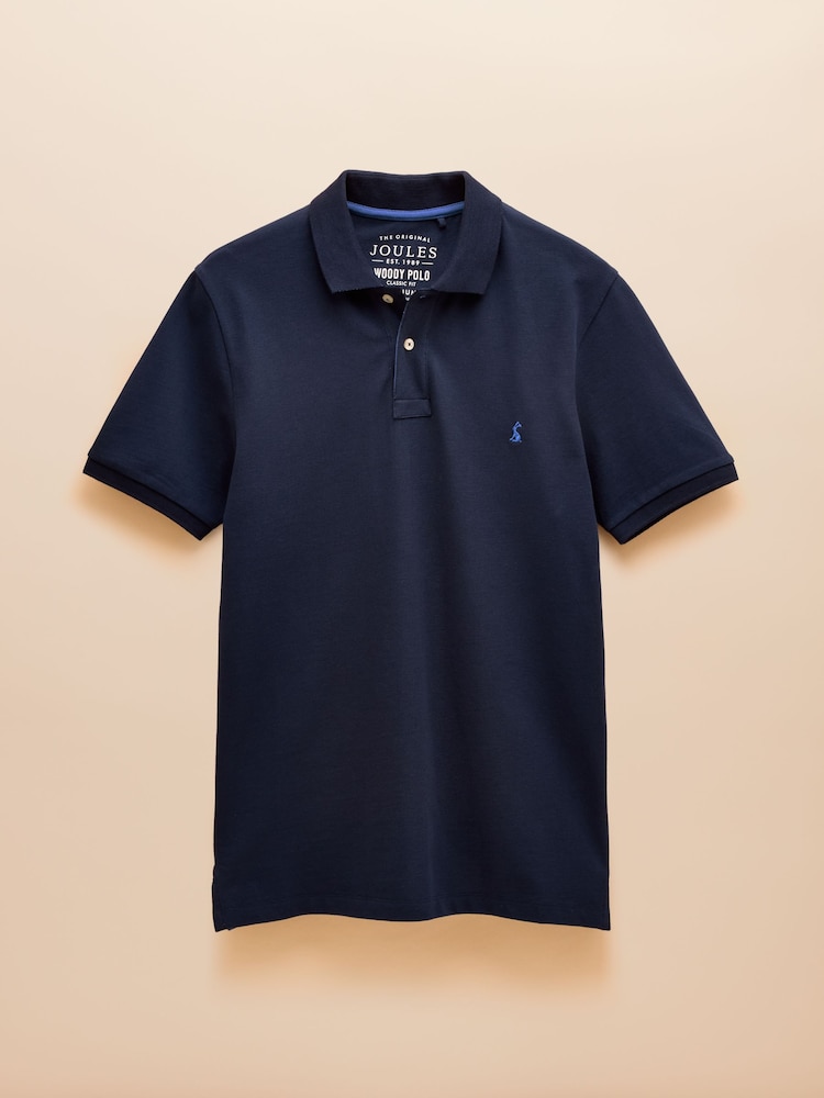 Joules Woody Navy Cotton Pique Polo Shirt - Image 8 of 8 Joules Woody Navy Cotton Pique Polo Shirt - Image 8 of 8