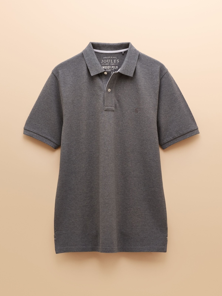 Joules Woody Grey Cotton Pique Polo Shirt - Image 8 of 8
