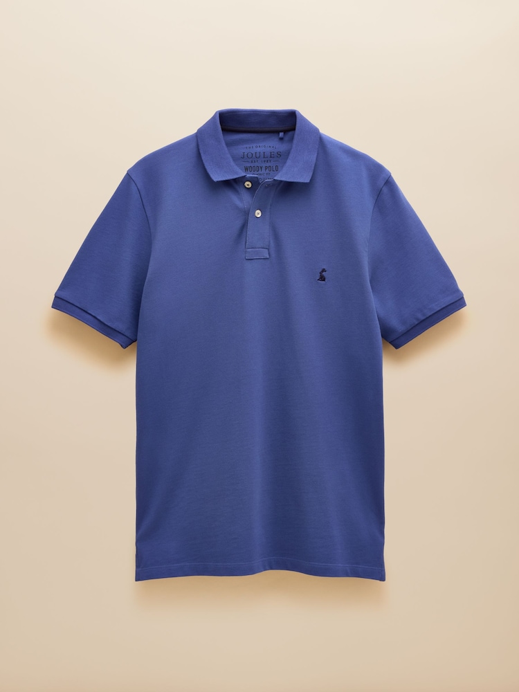 Joules Woody Dark Blue Cotton Pique Polo Shirt - Image 8 of 8