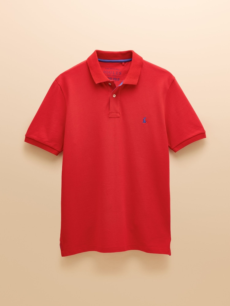 Joules Woody Red Cotton Pique Polo Shirt - Image 8 of 8