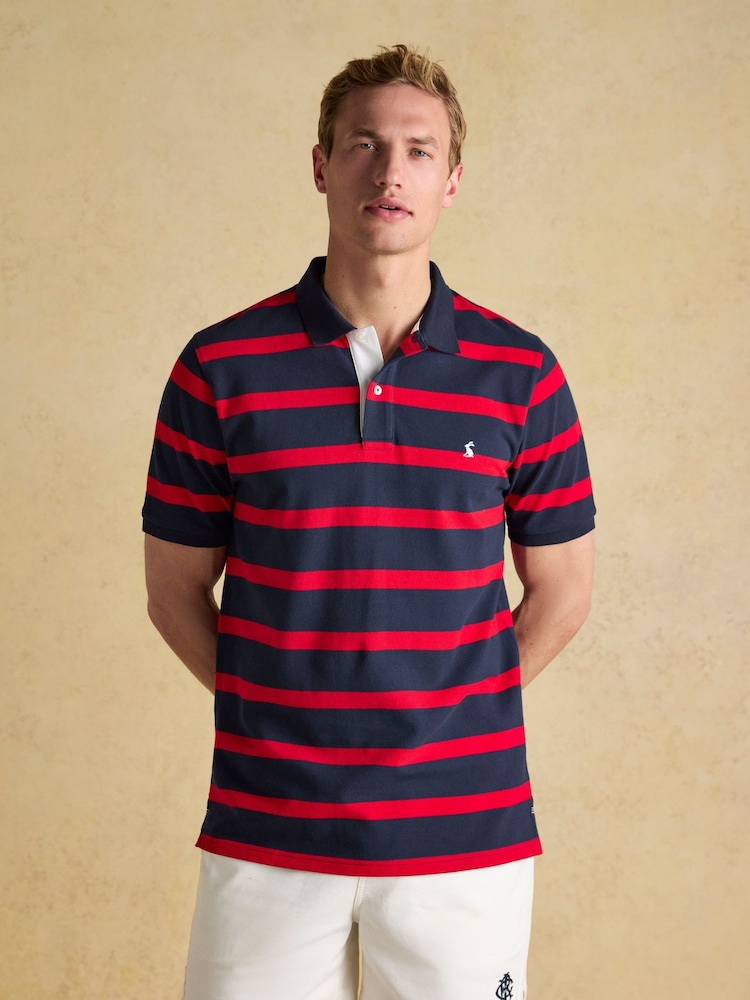 Joules Woody Red Stripe Cotton Pique Polo Shirt - Image 1 of 9
