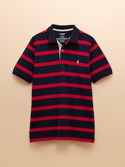 Joules Woody Red Stripe Cotton Pique Polo Shirt - Image 9 of 9