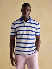Joules Woody Blue/White Stripe Cotton Pique Polo Shirt - Image 1 of 7