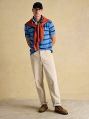 Joules Woody Blue Stripe Cotton Pique Polo Shirt - Image 8 of 9