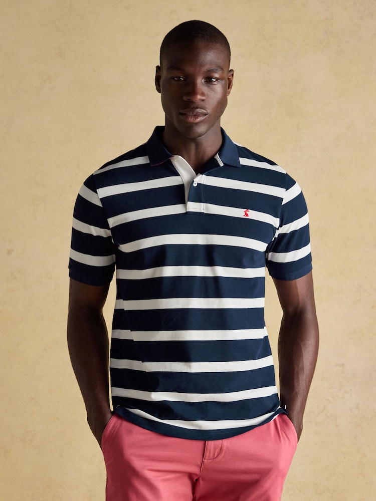 Joules Woody Navy/White Cotton Pique Polo Shirt - Image 1 of 9