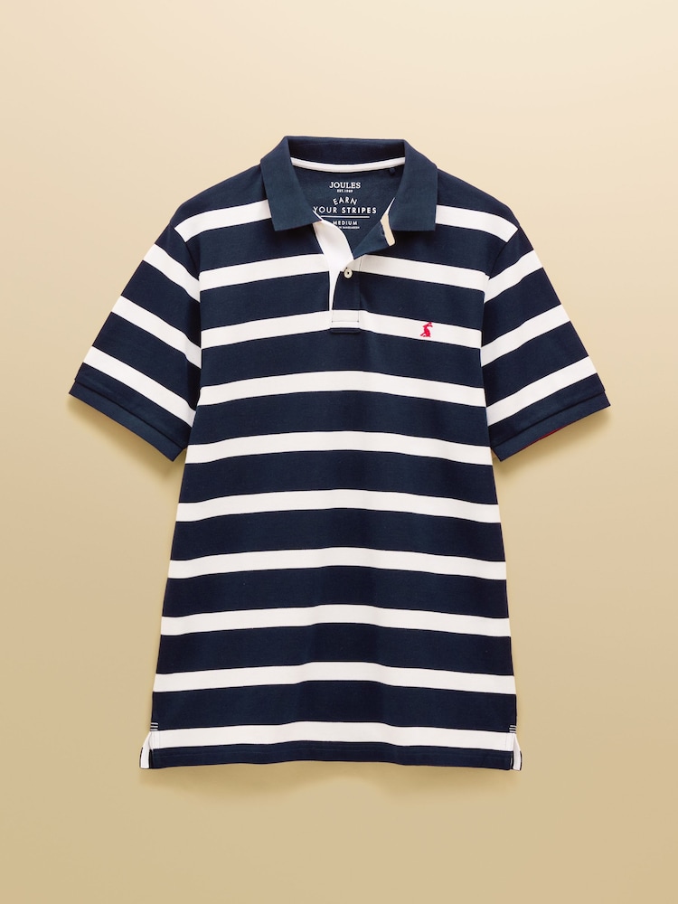 Joules Woody Navy/White Cotton Pique Polo Shirt - Image 10 of 10