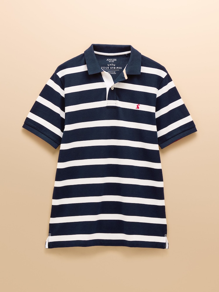 Joules Woody Navy/White Cotton Pique Polo Shirt - Image 9 of 9