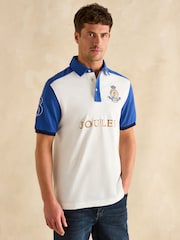 Joules Embellished Blue/White Classic Fit Polo Shirt - Image 1 of 8