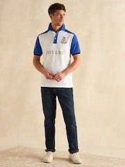 Joules Embellished Blue/White Classic Fit Polo Shirt - Image 3 of 8