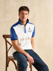 Joules Embellished Blue/White Classic Fit Polo Shirt - Image 5 of 8