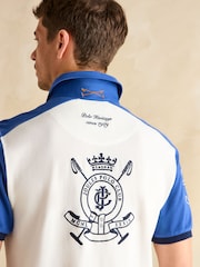 Joules Embellished Blue/White Classic Fit Polo Shirt - Image 7 of 8