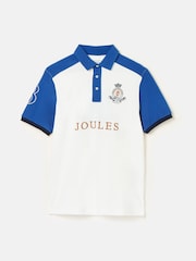 Joules Embellished Blue/White Classic Fit Polo Shirt - Image 8 of 8