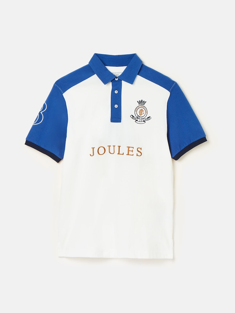 Joules Embellished Blue/White Classic Fit Polo Shirt - Image 8 of 8