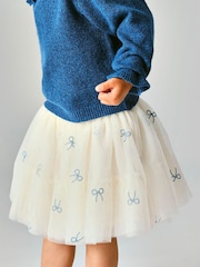 Name It White Bow Printed Tulle Skirt - Image 1 of 3