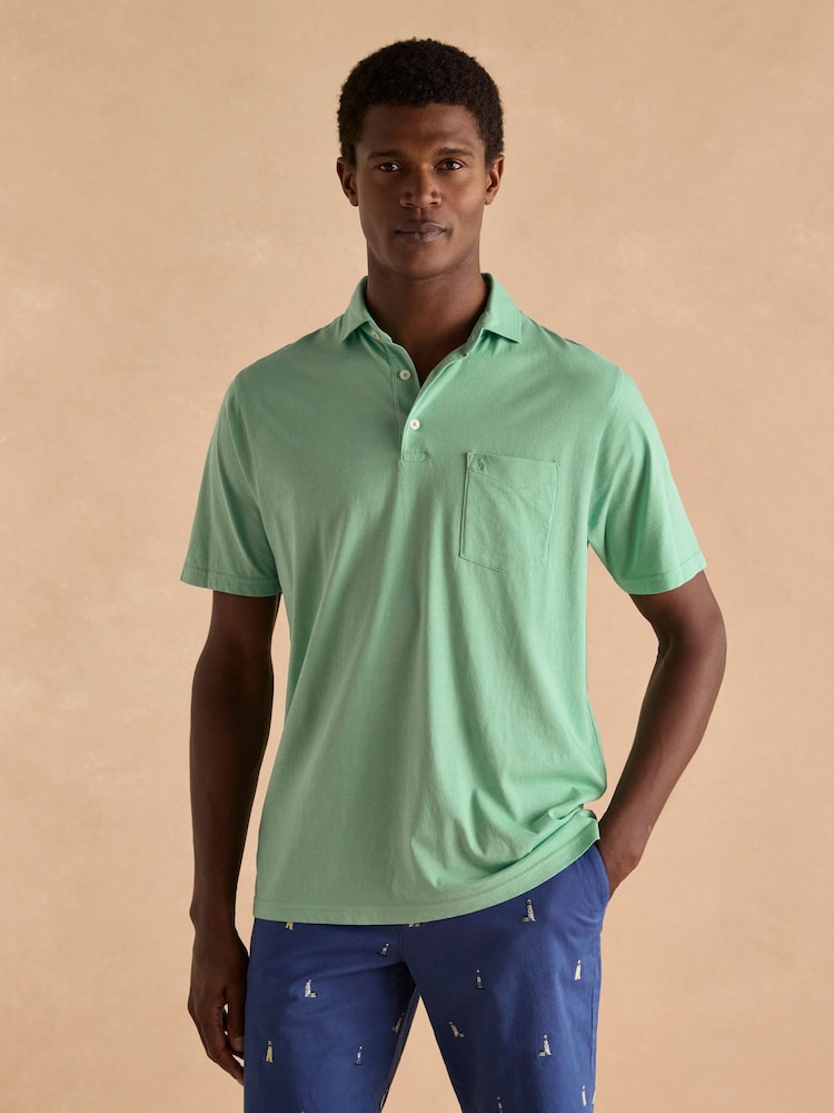 Joules Emmett Green Jersey Laundered Soft Touch Polo Shirt - Image 1 of 6