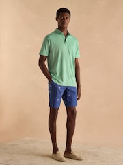 Joules Emmett Green Jersey Laundered Soft Touch Polo Shirt - Image 3 of 6