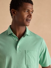 Joules Emmett Green Jersey Laundered Soft Touch Polo Shirt - Image 4 of 6