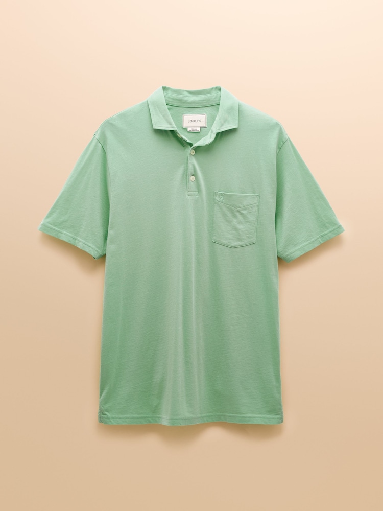Joules Emmett Green Jersey Laundered Soft Touch Polo Shirt - Image 6 of 6