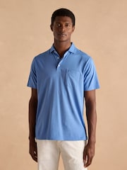 Joules Emmett Blue Jersey Laundered Soft Touch Polo Shirt - Image 1 of 6