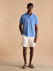 Joules Emmett Blue Jersey Laundered Soft Touch Polo Shirt - Image 3 of 6