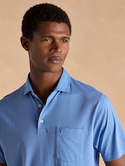 Joules Emmett Blue Jersey Laundered Soft Touch Polo Shirt - Image 4 of 6