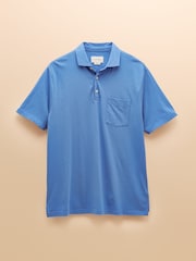 Joules Emmett Blue Jersey Laundered Soft Touch Polo Shirt - Image 6 of 6