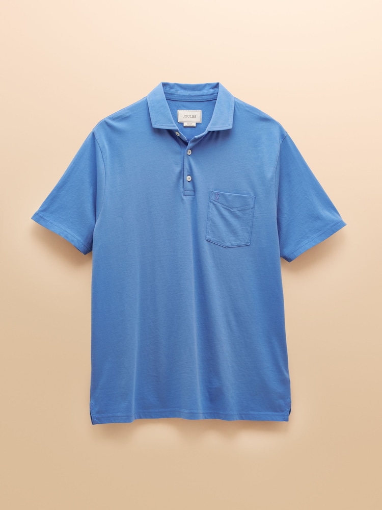 Joules Emmett Blue Jersey Laundered Soft Touch Polo Shirt - Image 6 of 6