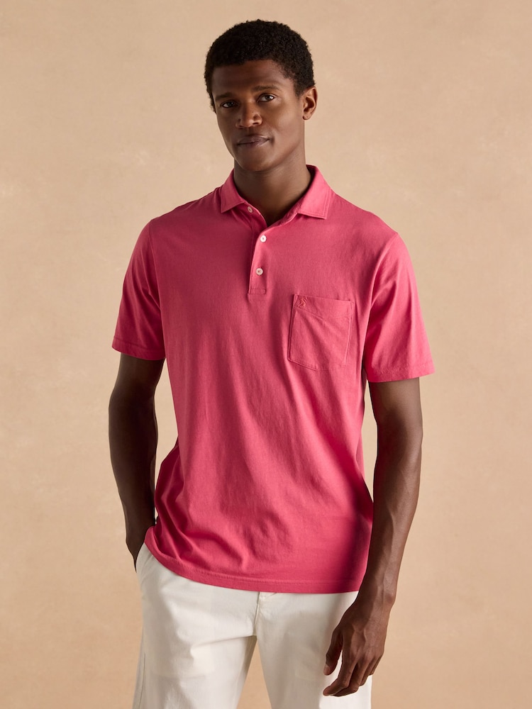Joules Emmett Rose Pink Jersey Laundered Soft Touch Polo Shirt - Image 1 of 8