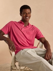 Joules Emmett Rose Pink Jersey Laundered Soft Touch Polo Shirt - Image 3 of 8