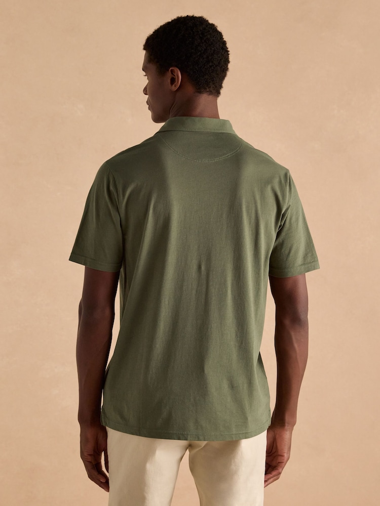 Joules Emmett Khaki Green Jersey Laundered Soft Touch Polo Shirt - Image 2 of 7