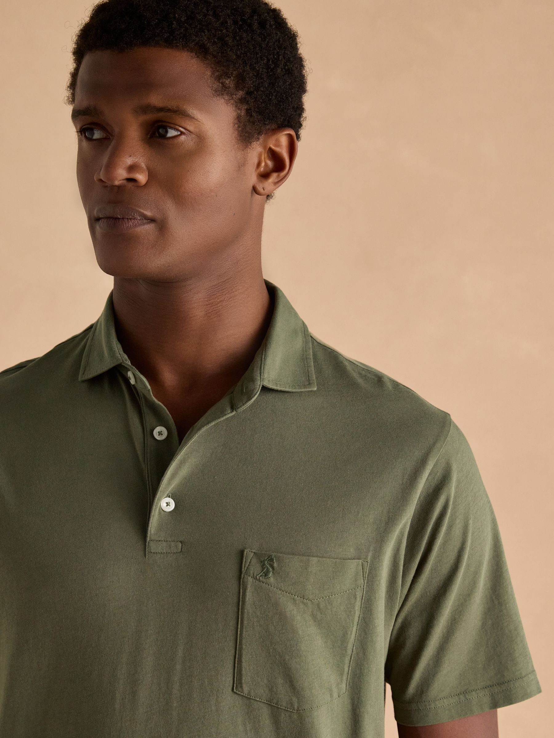 Buy Joules Emmett Khaki Green Soft Cotton Short Sleeve Polo Shirt