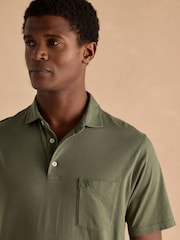 Joules Emmett Khaki Green Jersey Laundered Soft Touch Polo Shirt - Image 4 of 7