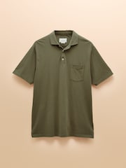 Joules Emmett Khaki Green Jersey Laundered Soft Touch Polo Shirt - Image 7 of 7