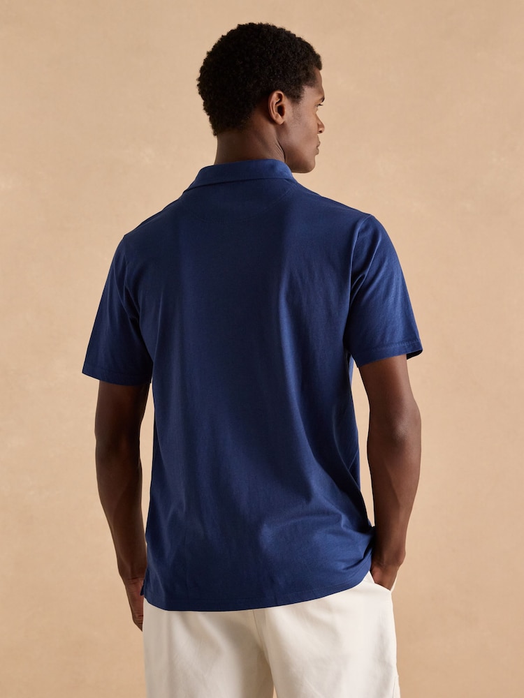 Joules Emmett Navy Jersey Laundered Soft Touch Polo Shirt - Image 2 of 6