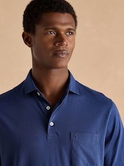 Joules Emmett Navy Jersey Laundered Soft Touch Polo Shirt - Image 4 of 6