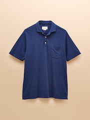 Joules Emmett Navy Jersey Laundered Soft Touch Polo Shirt - Image 6 of 6