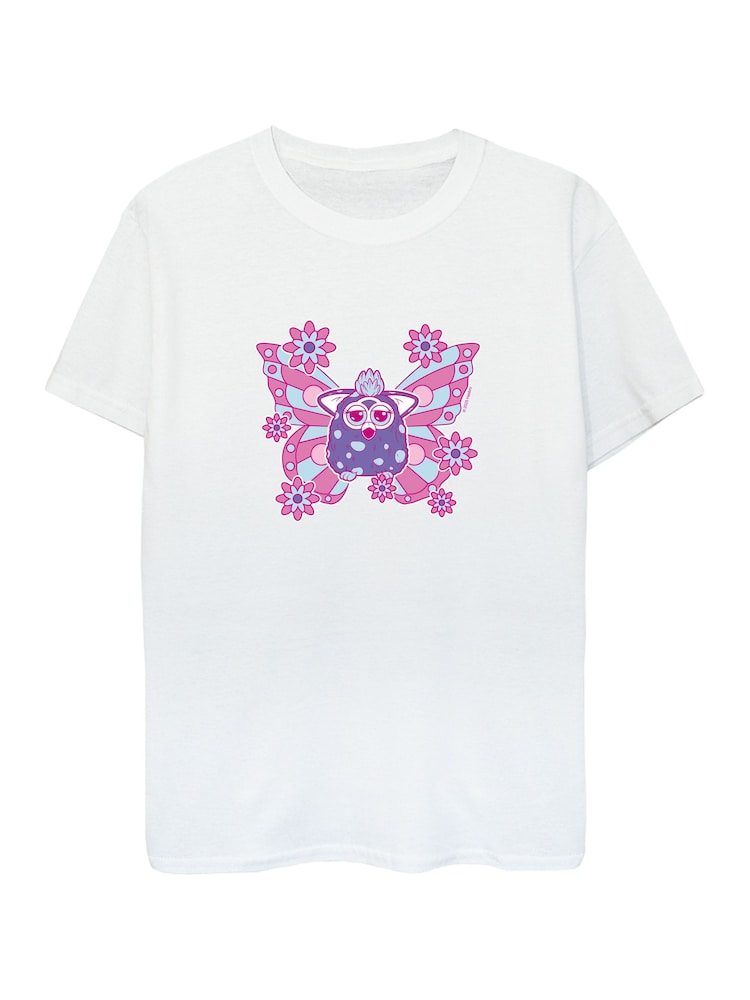 Rags & Rascals White Hasbro Furby Butterfly T-Shirt - Image 1 of 3 Rags & Rascals White Hasbro Furby Butterfly T-Shirt - Image 1 of 3