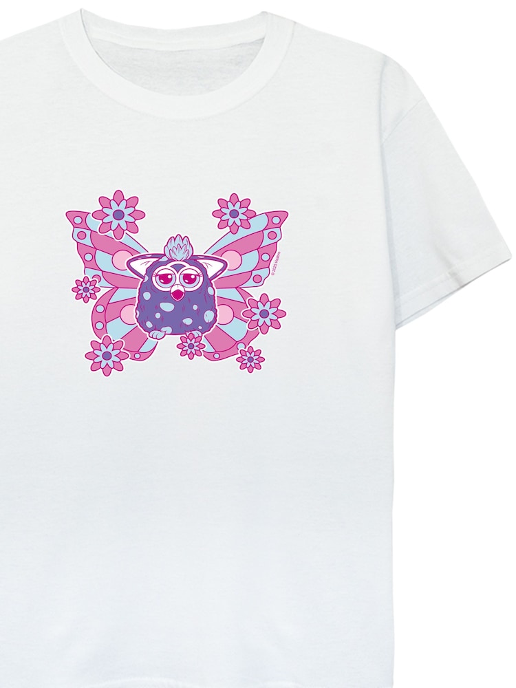 Rags & Rascals White Hasbro Furby Butterfly T-Shirt - Image 2 of 3 Rags & Rascals White Hasbro Furby Butterfly T-Shirt - Image 2 of 3