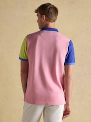 Joules Woody Blue Colourblock Cotton Pique Polo Shirt - Image 2 of 8