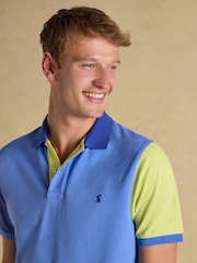 Joules Woody Blue Colourblock Cotton Pique Polo Shirt - Image 3 of 8