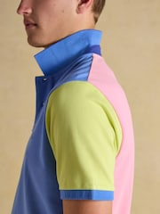 Joules Woody Blue Colourblock Cotton Pique Polo Shirt - Image 5 of 8