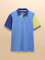 Joules Woody Blue Colourblock Cotton Pique Polo Shirt - Image 8 of 8