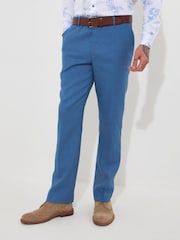 Joe Browns Blue Regular Fit Straight Leg 100% Linen Suit Trousers - Image 1 of 5