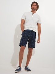 Joe Browns Blue Multi Pocket Knee Length Belted Relaxed Fit Camo Cargo Shorts - Image 2 of 5