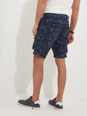 Joe Browns Blue Multi Pocket Knee Length Belted Relaxed Fit Camo Cargo Shorts - Image 3 of 5