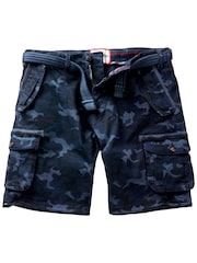 Joe Browns Blue Multi Pocket Knee Length Belted Relaxed Fit Camo Cargo Shorts - Image 5 of 5